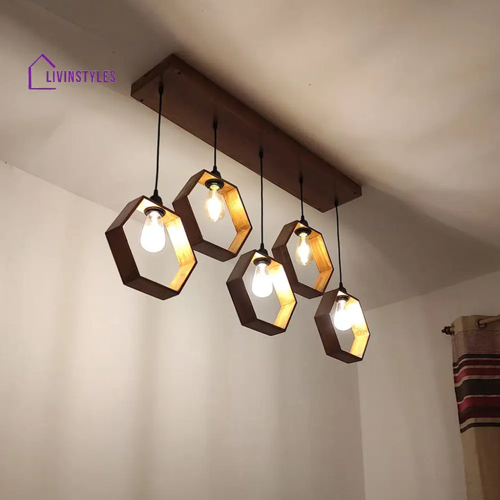 Hexagram Brown 5 Series Hanging Lamp Lamps