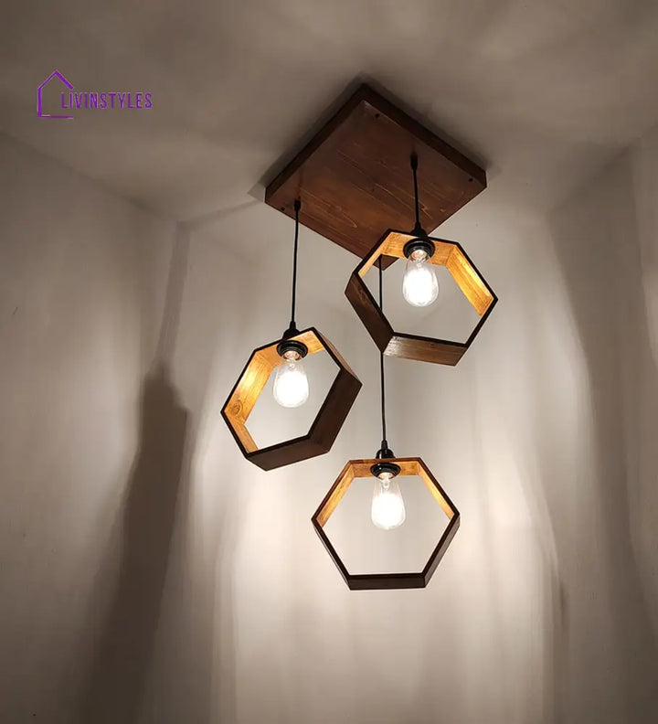 Hexagram Brown Cluster Hanging Lamp Lamps