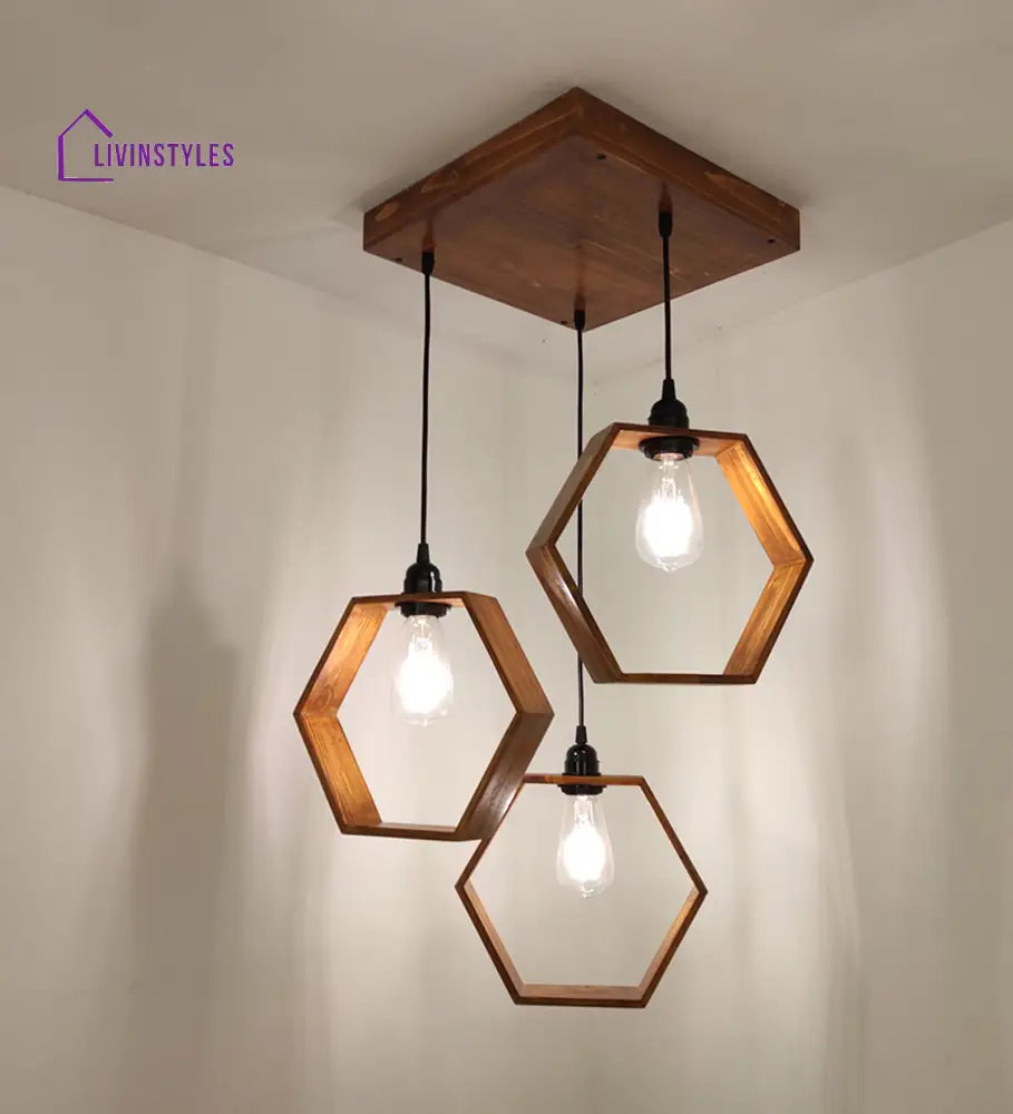 Hexagram Brown Cluster Hanging Lamp Lamps