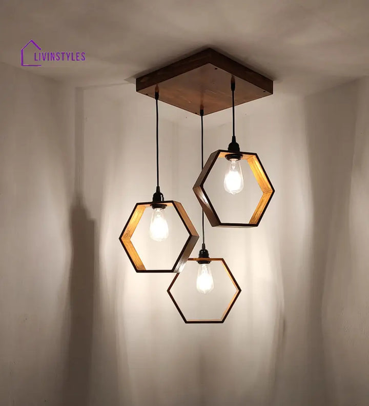 Hexagram Brown Cluster Hanging Lamp Lamps