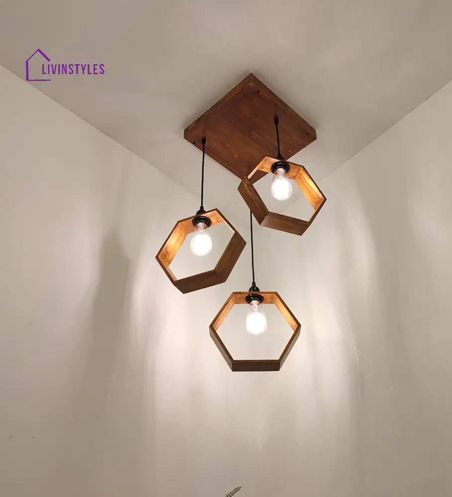 Hexagram Brown Cluster Hanging Lamp Lamps