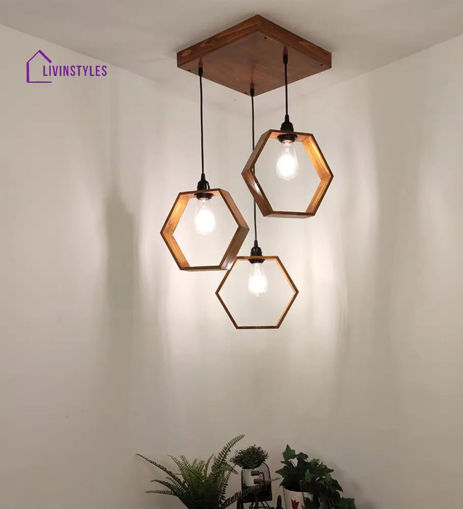 Hexagram Brown Cluster Hanging Lamp Lamps