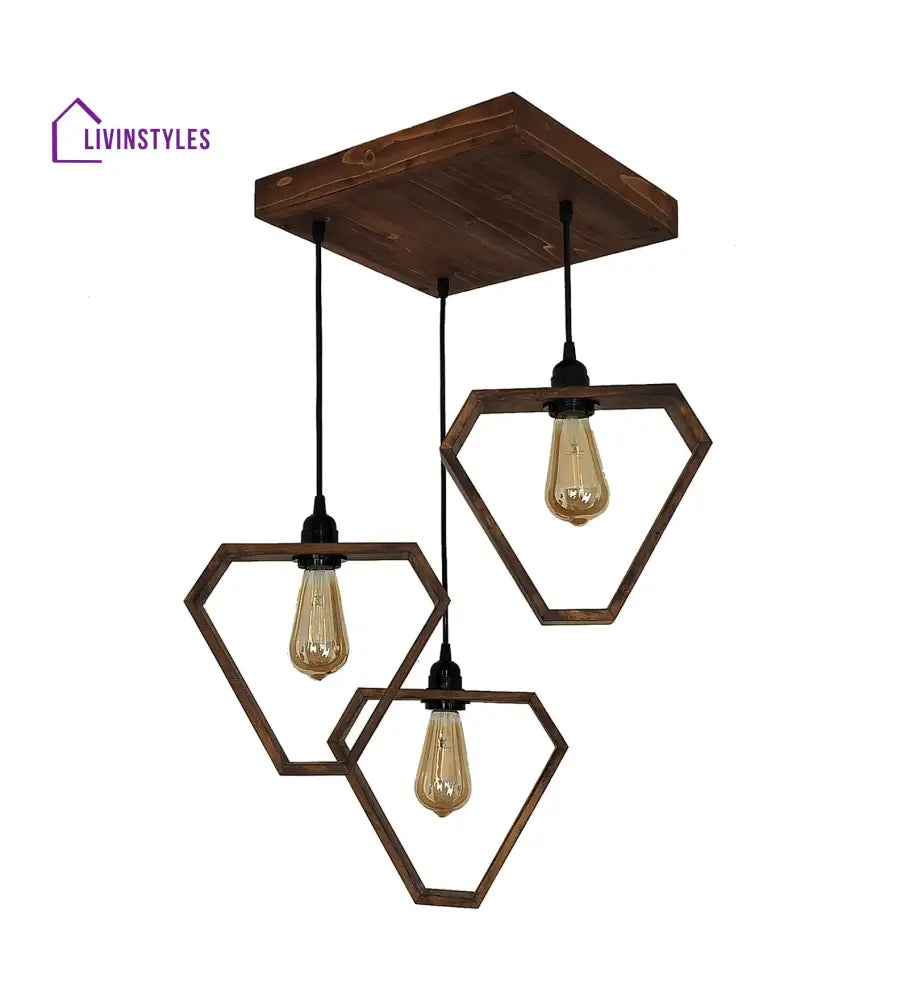 Hexar Brown Wooden Cluster Hanging Lamp Lamps