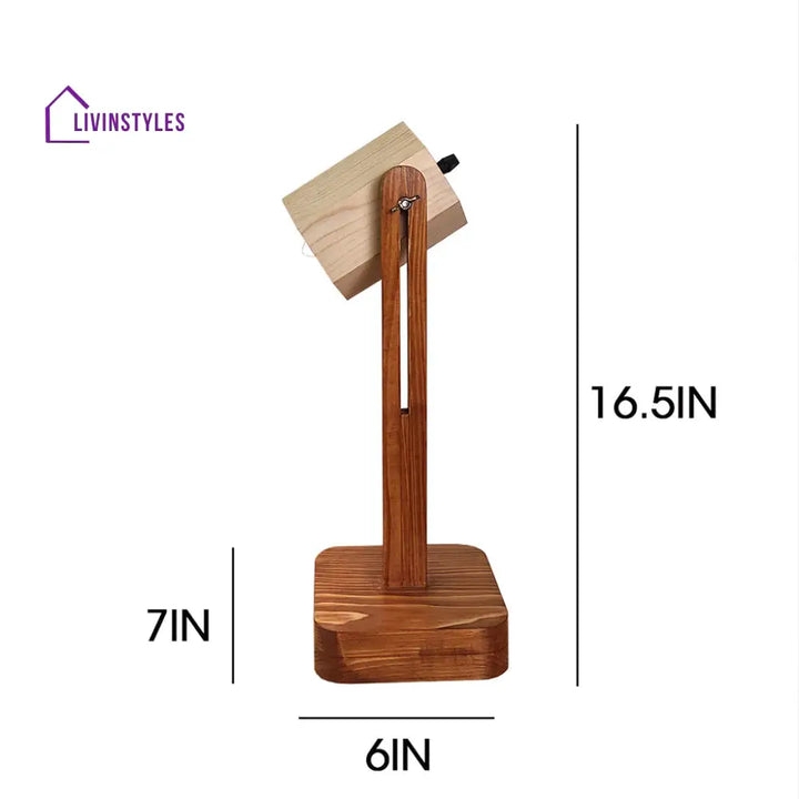 Hexspot Brown Wooden Table Lamp With Beige Lampshade Lamps