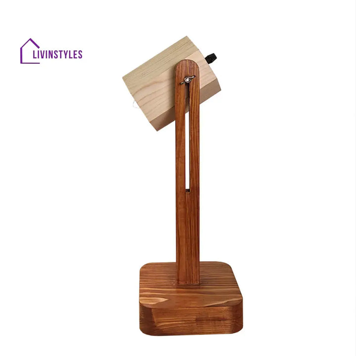 Hexspot Brown Wooden Table Lamp With Beige Lampshade Lamps