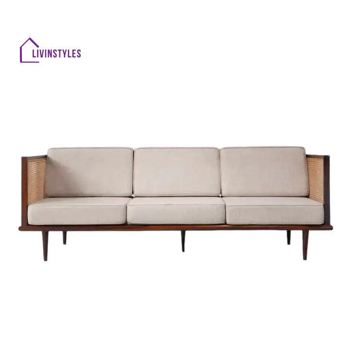 Hina 3 Seater Solid Wood & Rattan Sofa