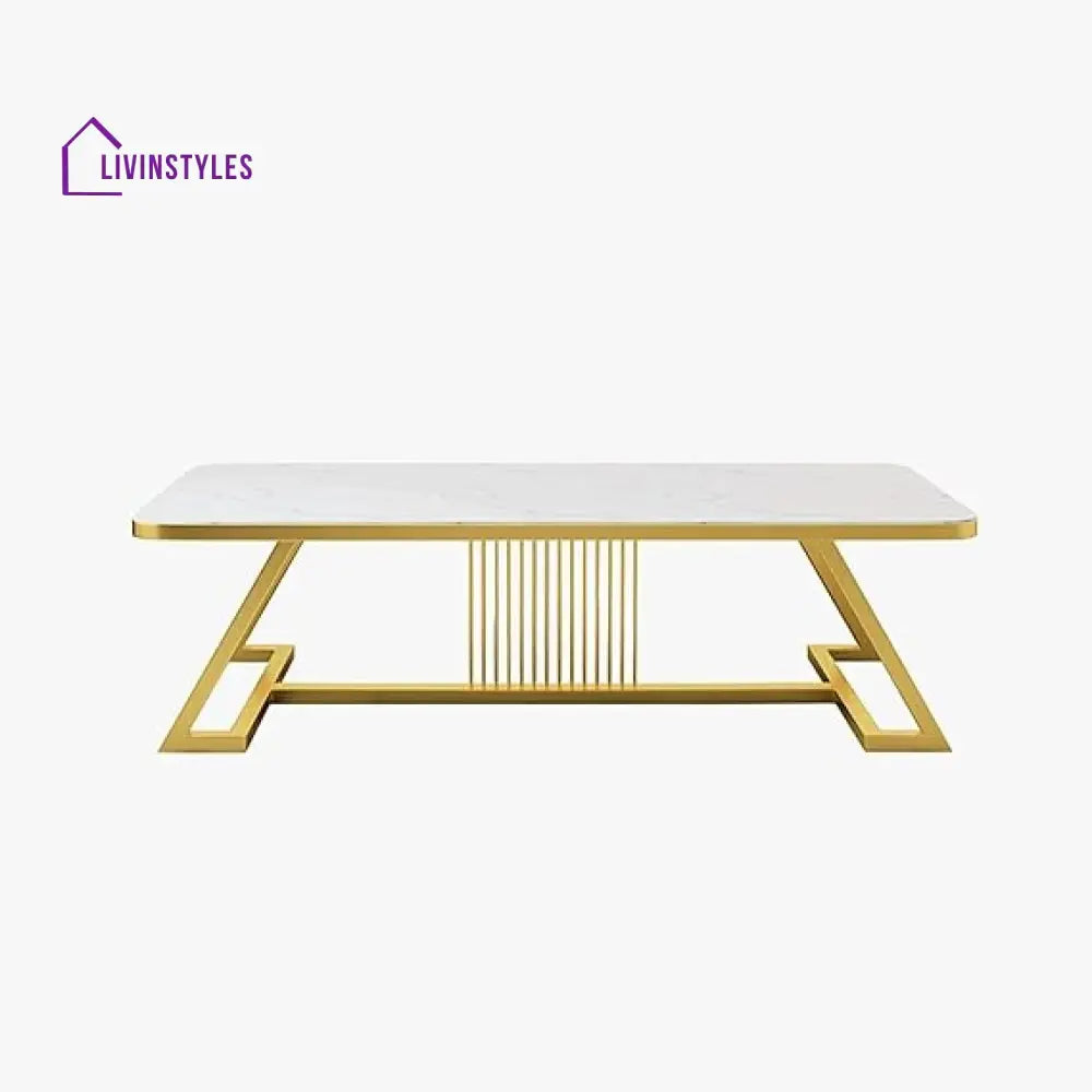 Hina White Coffee Table With Golden Legs