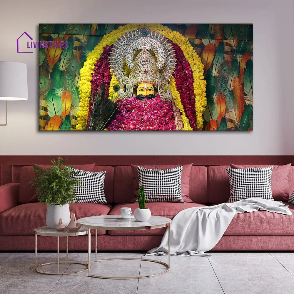 Hindu God Khatu Shyam Baba Premium Canvas Wall Painting Only Printed (No Frame Included)