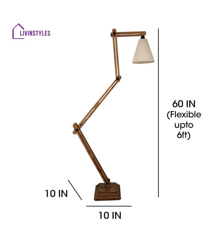 Hydra Wooden Floor Lamp With Brown Base And Jute Fabric Lampshade Lamps