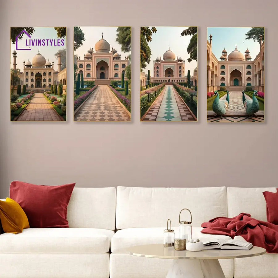 Iconic Taj Mahal Canvas Series Set Of 3 Printed Wall Painting