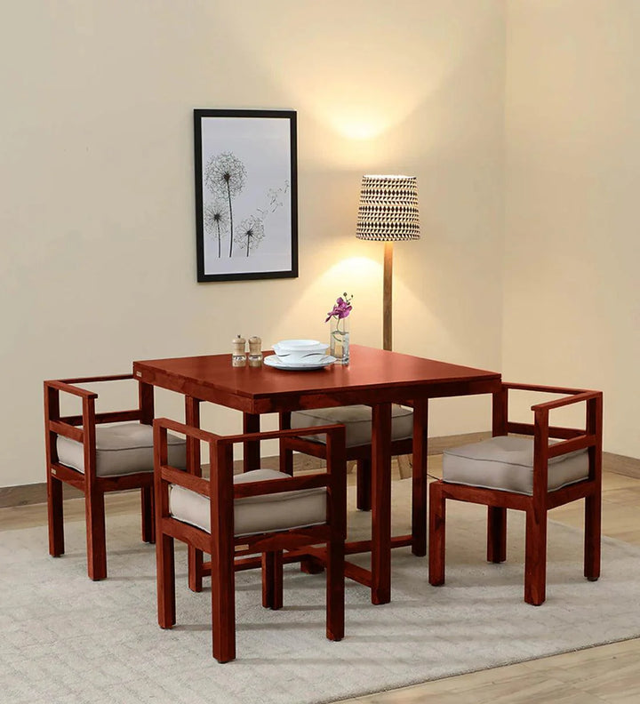 Orest Sheesham Wood 4 Seater Dining Set In Honey Finish