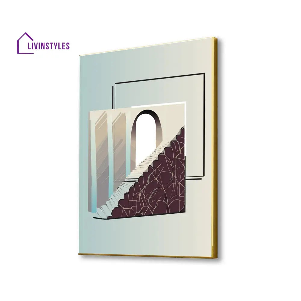 Intriguing Doorway Staircase Canvas Art Printed Wall Painting 16 X 20 Inch / Gold Floating Frame