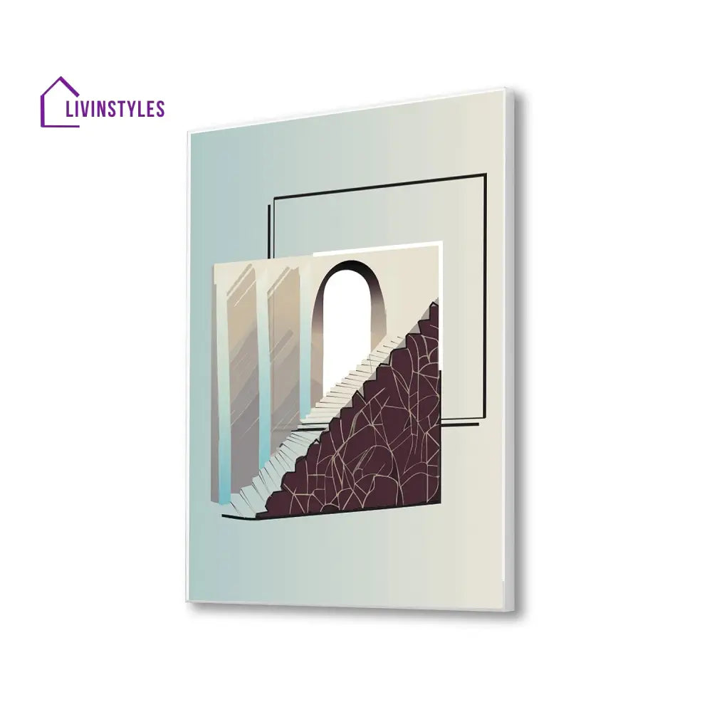 Intriguing Doorway Staircase Canvas Art Printed Wall Painting 16 X 20 Inch / White Floating Frame