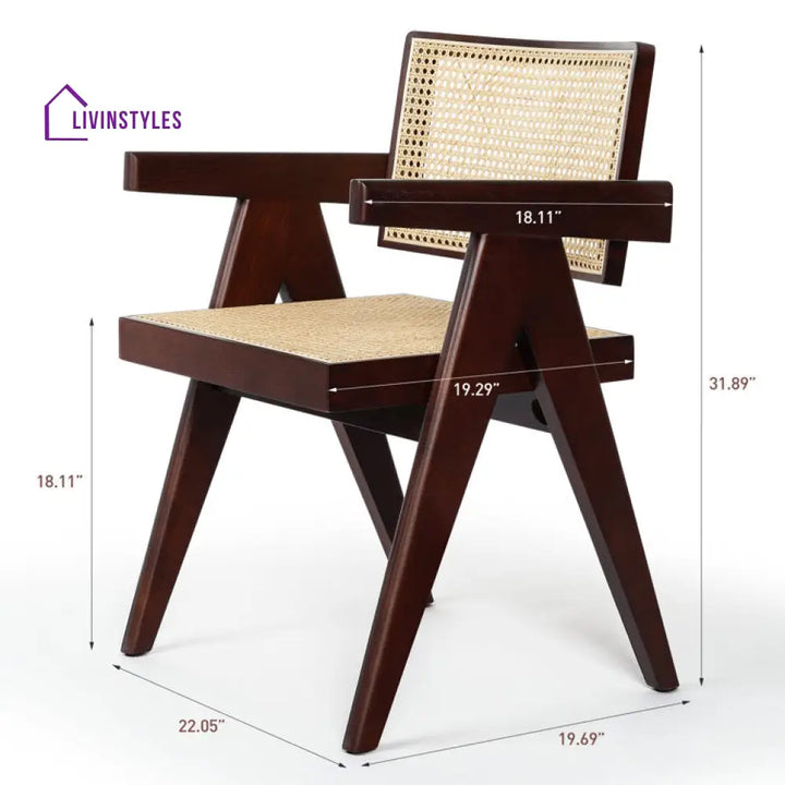 Ishita Solid Wood Rattan Cane Chair