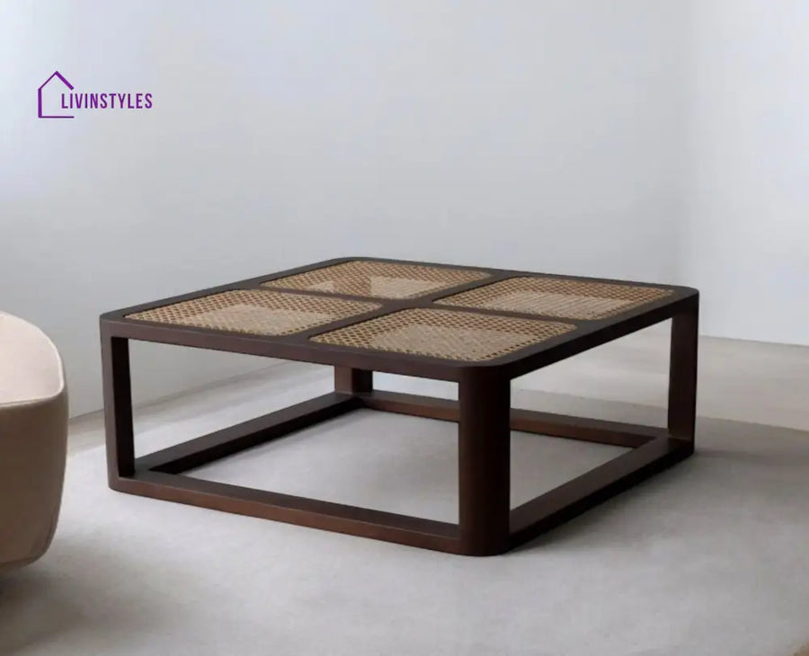 Boston Solid Wood Rattan Coffee Table Furniselan