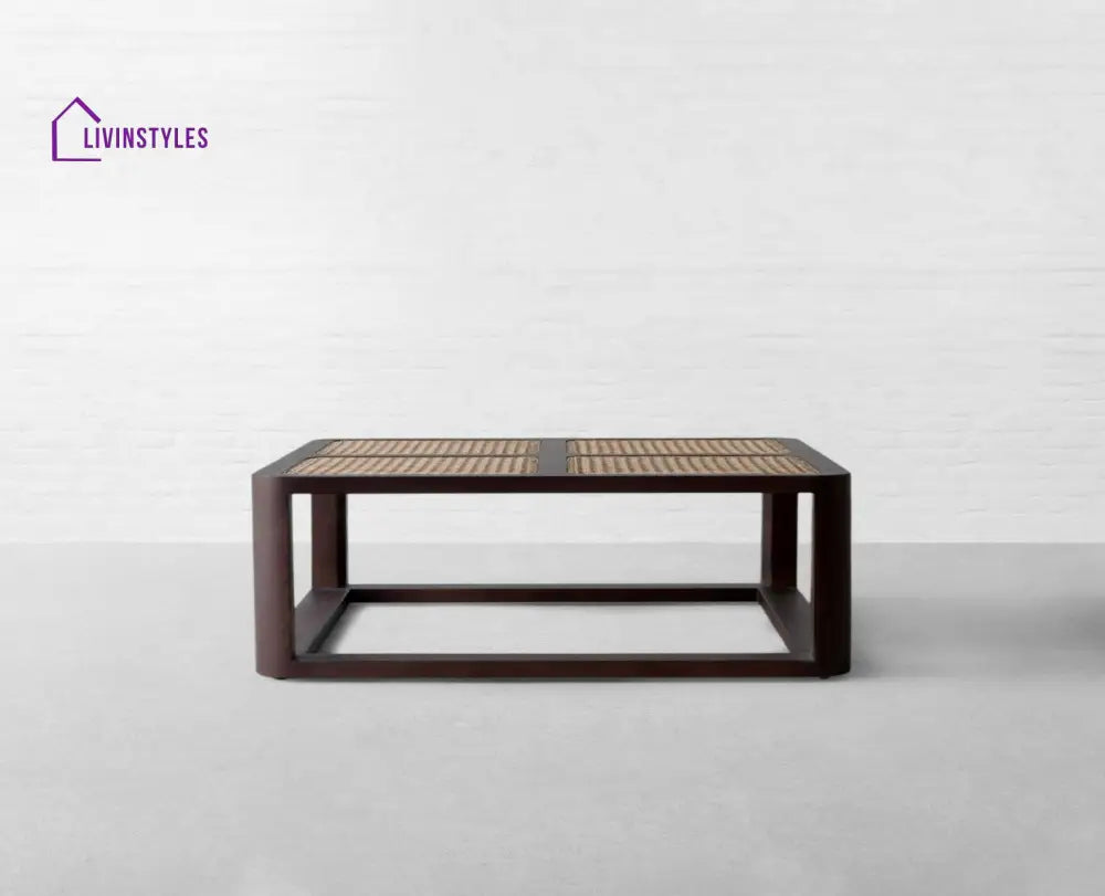 Ishita Solid Wood Rattan Coffee Table