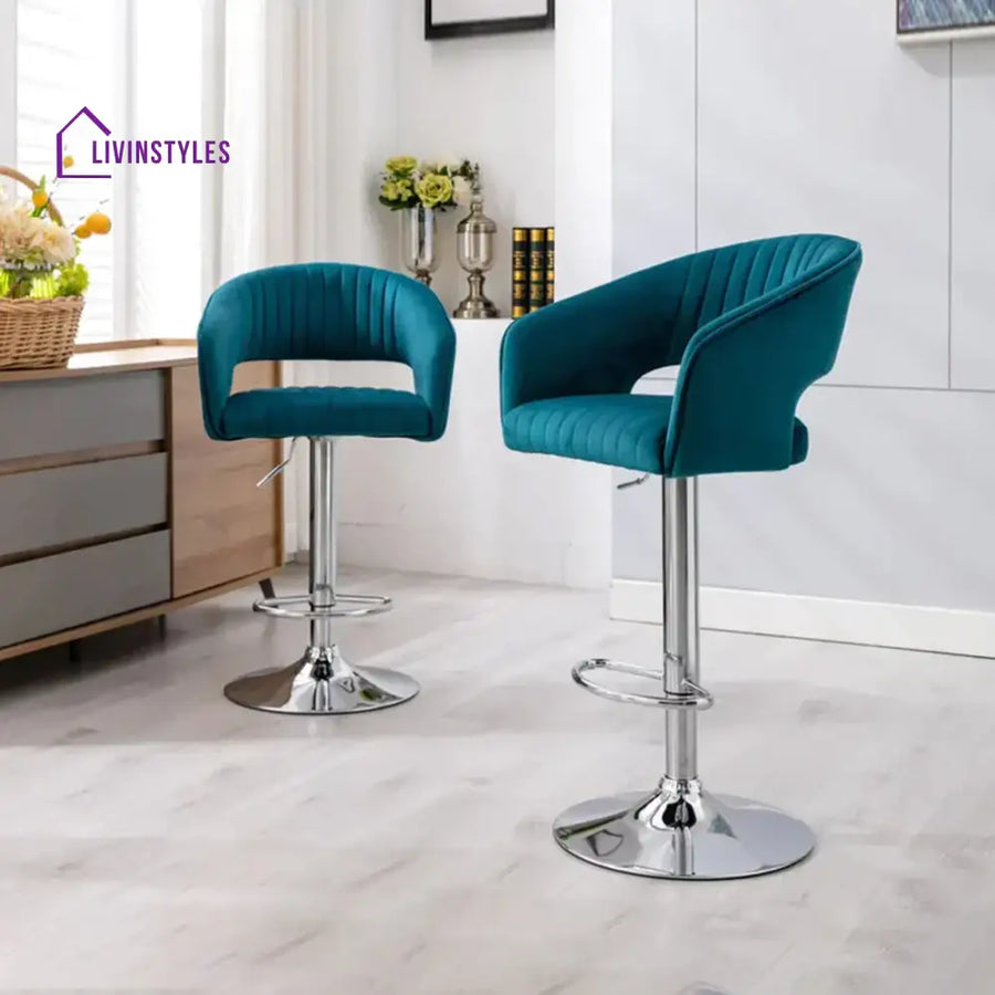 Teal Color Dee Swiel Adjustable Bar Stool Set Of-1