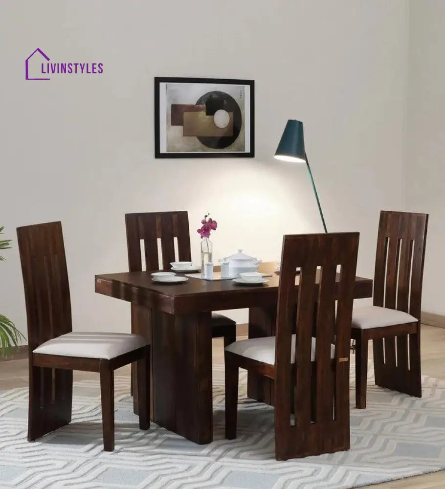 Isidor Sheesham Wood 4 Seater Dining Set In Teak Finish Dining Set