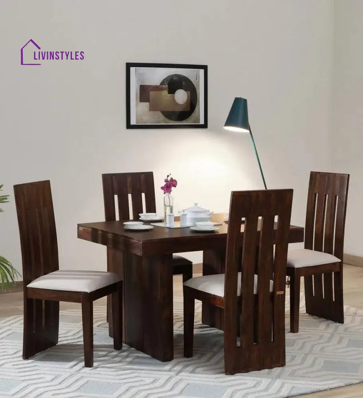 Isidor Sheesham Wood 4 Seater Dining Set In Teak Finish Dining Set