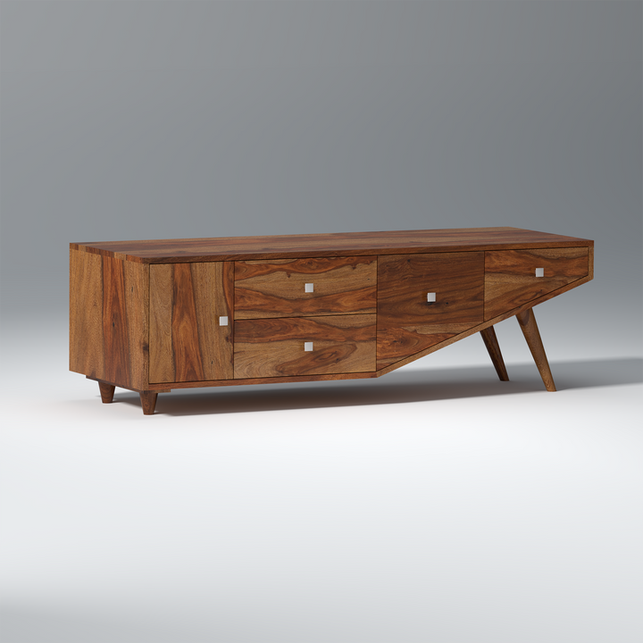 Mira Sheesham Wood TV Unit in Light Walnut Colour