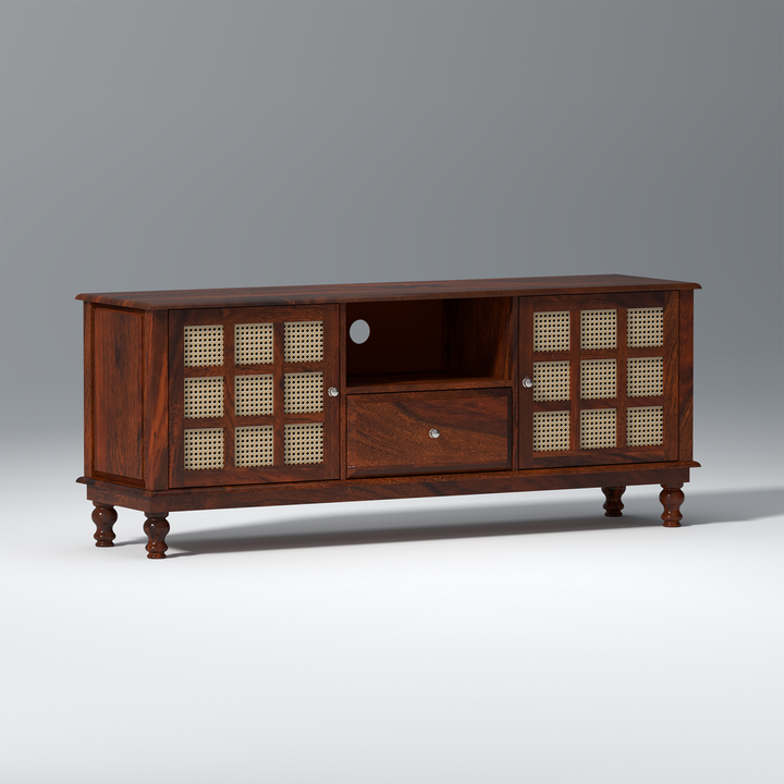 Nonna Sheesham Wood TV Unit in Dark Maharani Colour