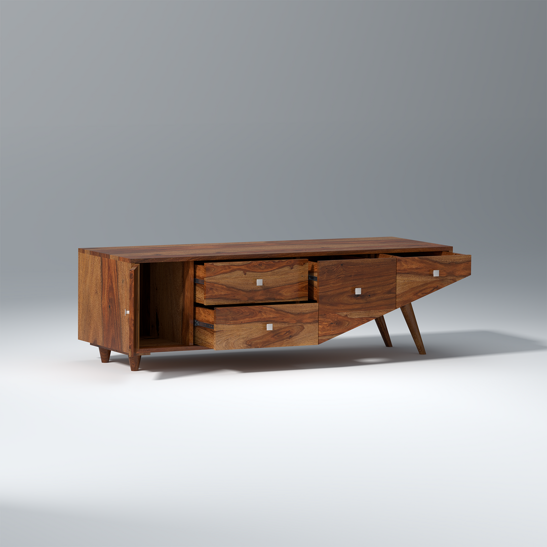 Mira Sheesham Wood TV Unit in Light Walnut Colour