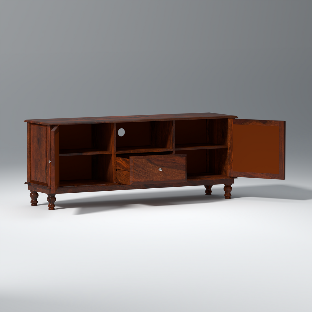 Nonna Sheesham Wood TV Unit in Dark Maharani Colour