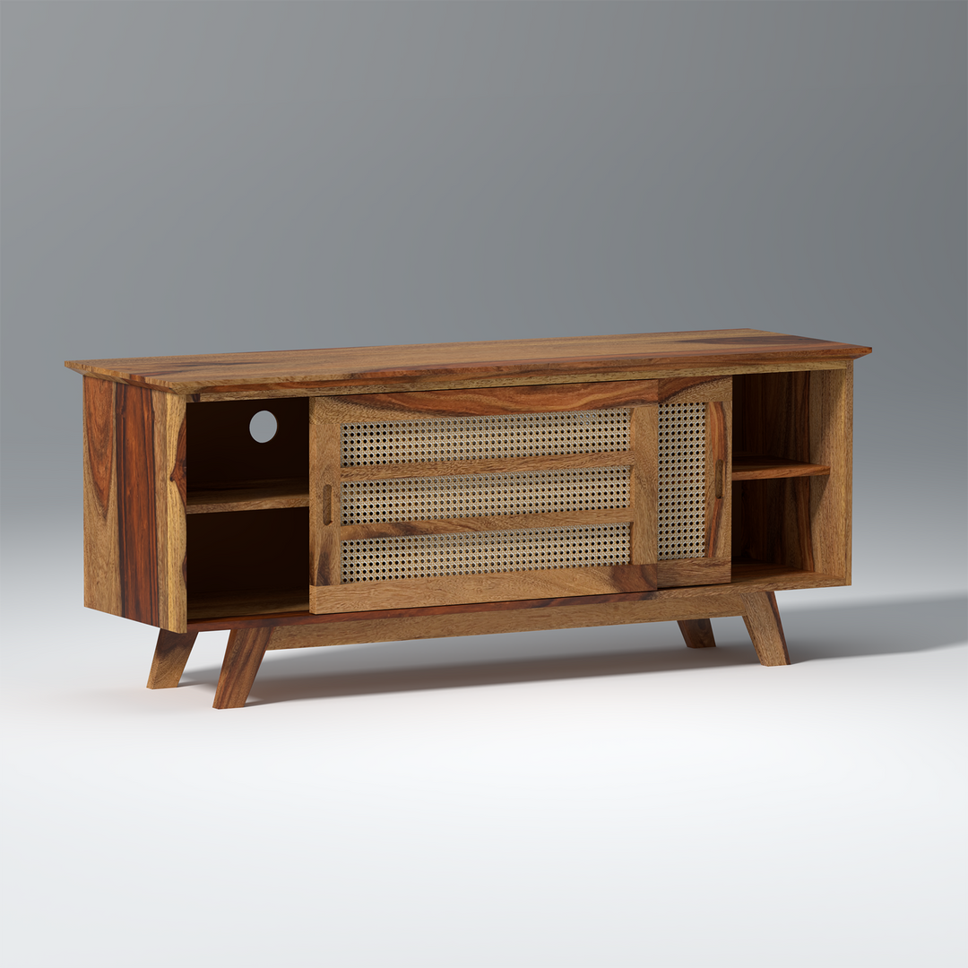 Ninel Sheesham Wood TV Unit in Natural Honey Colour