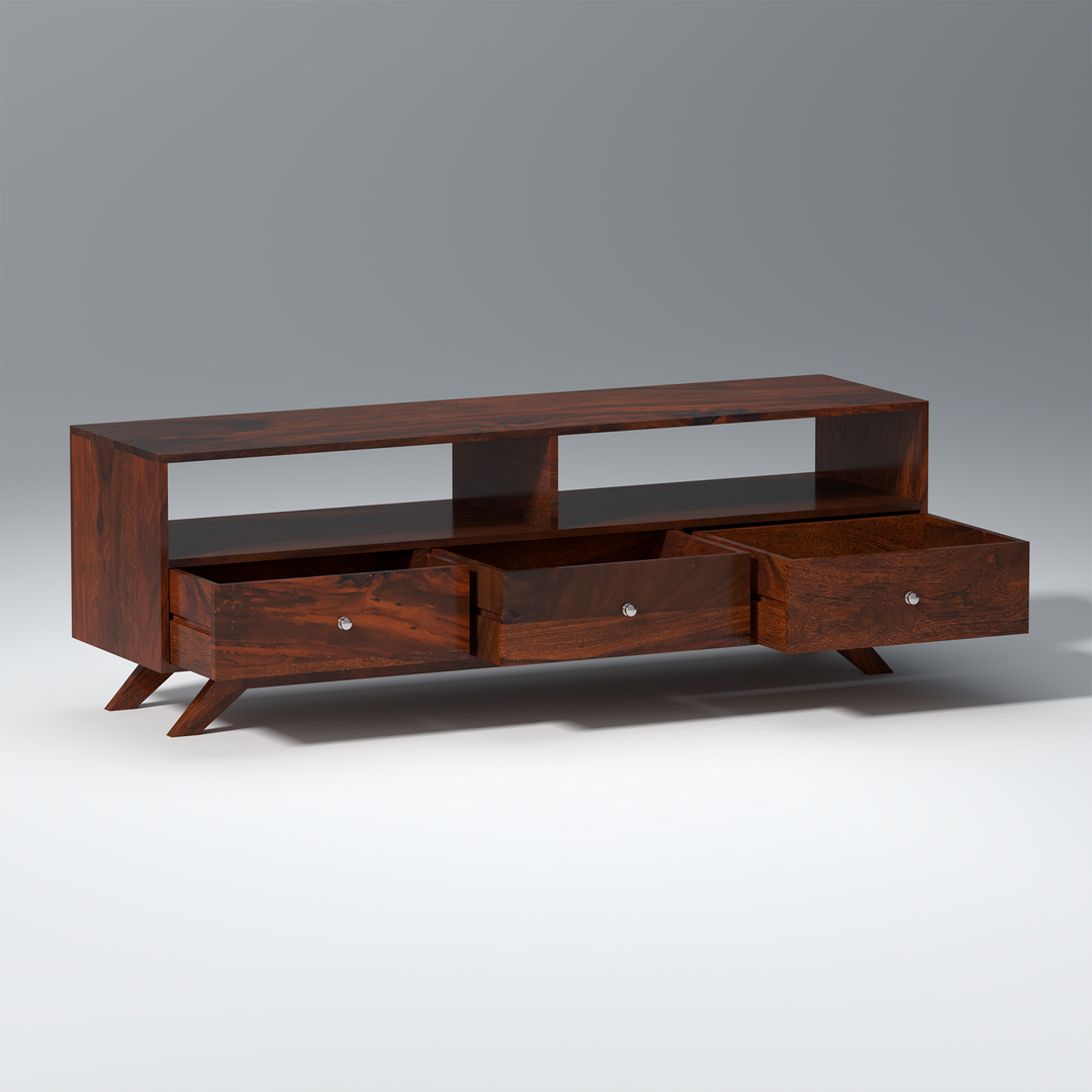 Miroslava Sheesham Wood TV Unit in Dark Maharani Colour