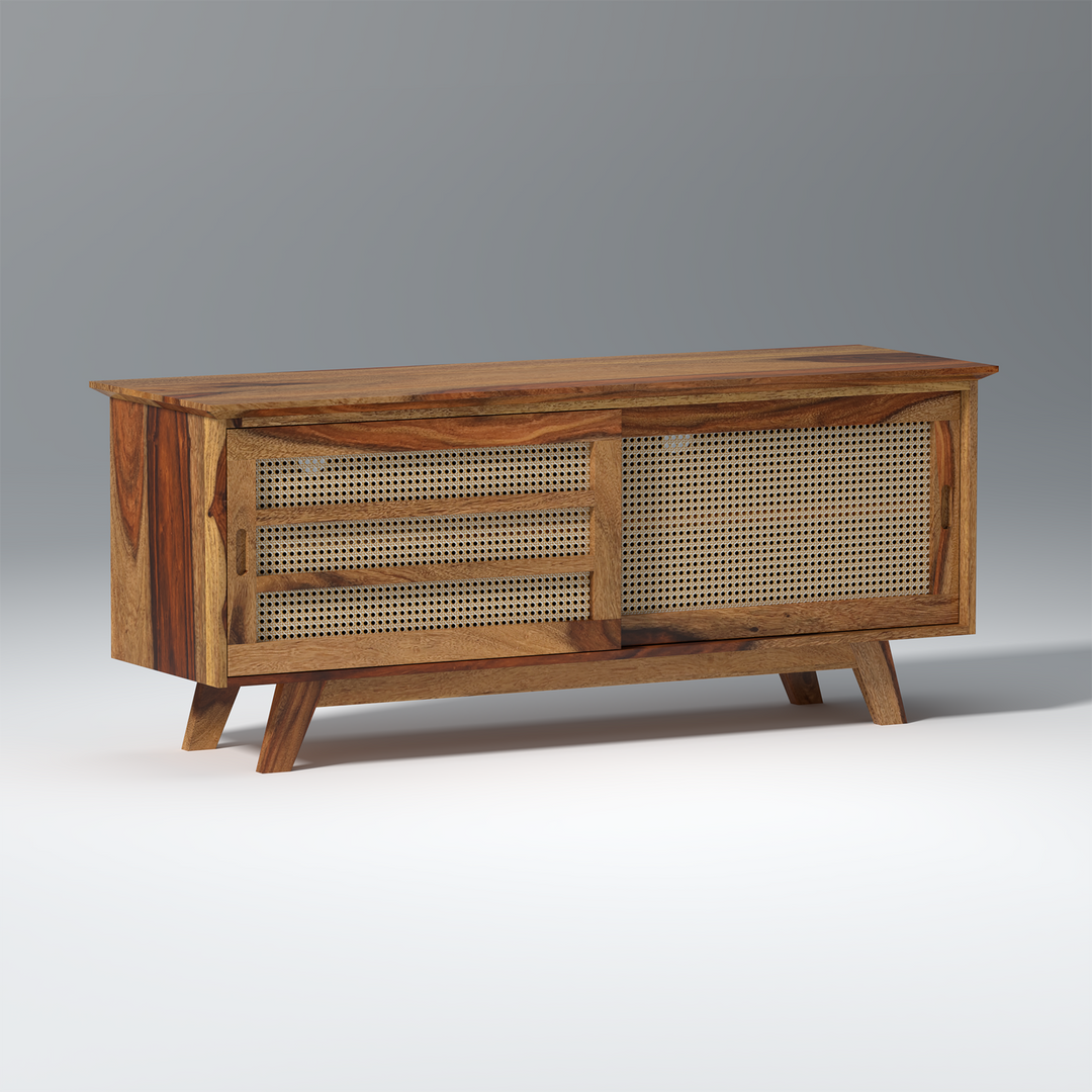 Ninel Sheesham Wood TV Unit in Natural Honey Colour