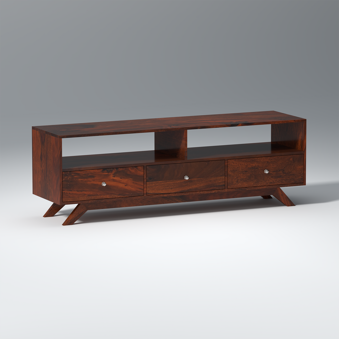 Miroslava Sheesham Wood TV Unit in Dark Maharani Colour