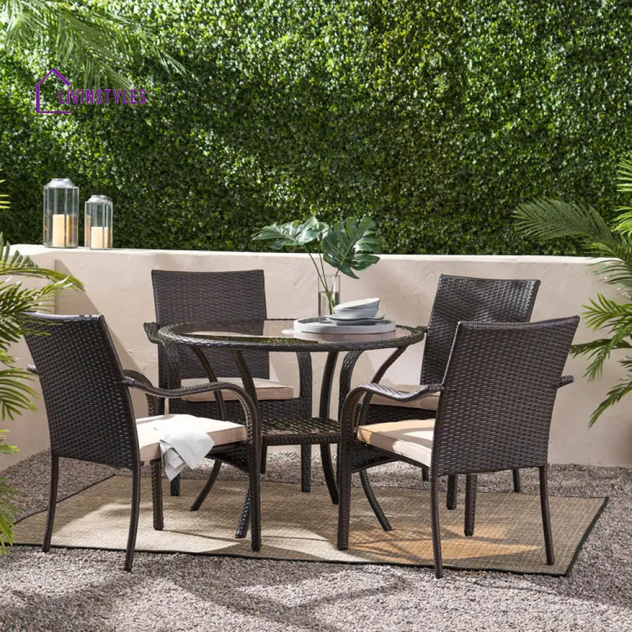 Jasmin 4 Seater Round Outdoor Set With Cushions