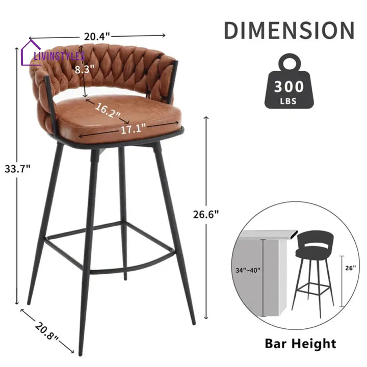 Jatin Whisky Brown Presley Bar Stool