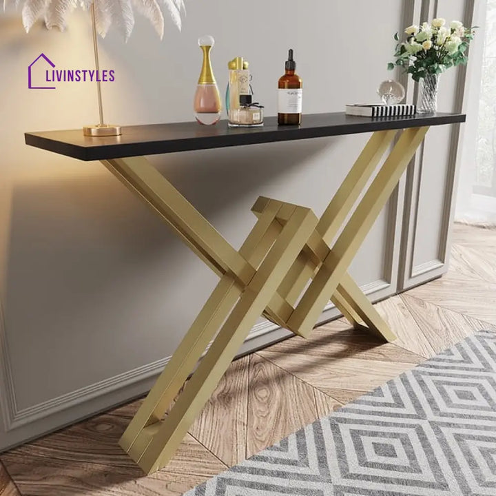 Jennifer Stainless Steel With Pvd Coated And Marble Top Console Table