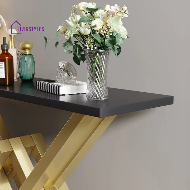 Jennifer Stainless Steel With Pvd Coated And Marble Top Console Table