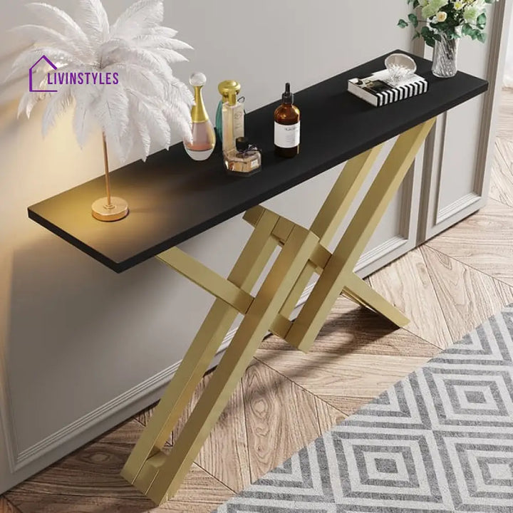 Jennifer Stainless Steel With Pvd Coated And Marble Top Console Table