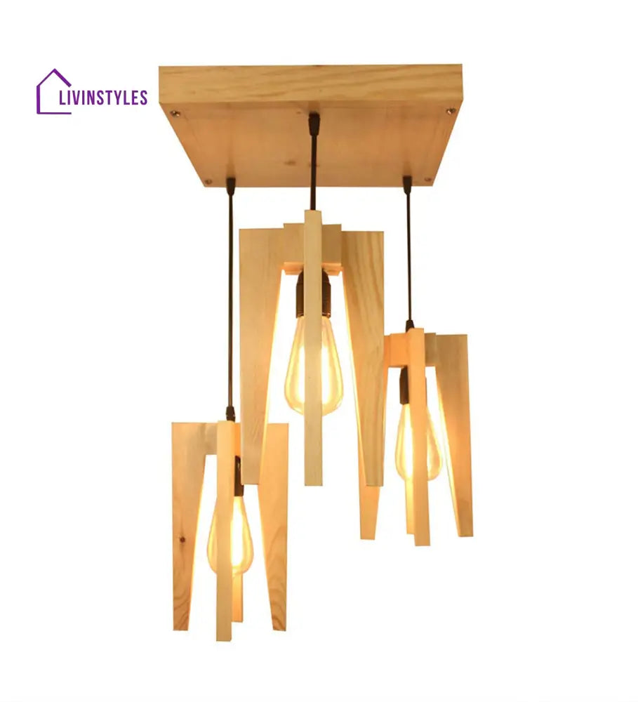 Jet Beige Wooden Cluster Hanging Lamp Lamps