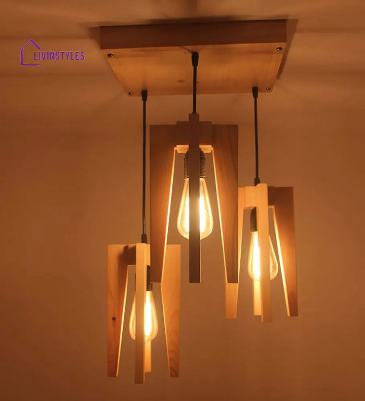 Jet Beige Wooden Cluster Hanging Lamp Lamps