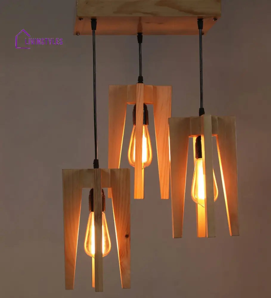 Jet Beige Wooden Cluster Hanging Lamp Lamps