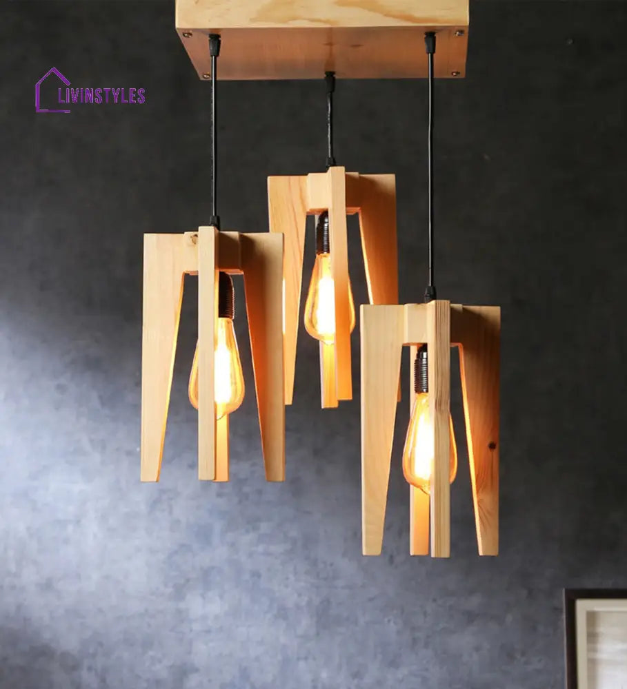 Jet Beige Wooden Cluster Hanging Lamp Lamps