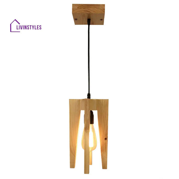 Jet Beige Wooden Single Hanging Lamp Lamps