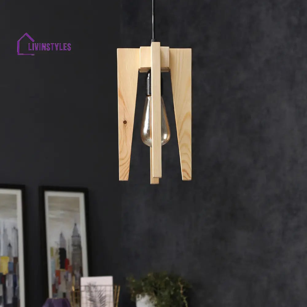 Jet Beige Wooden Single Hanging Lamp Lamps