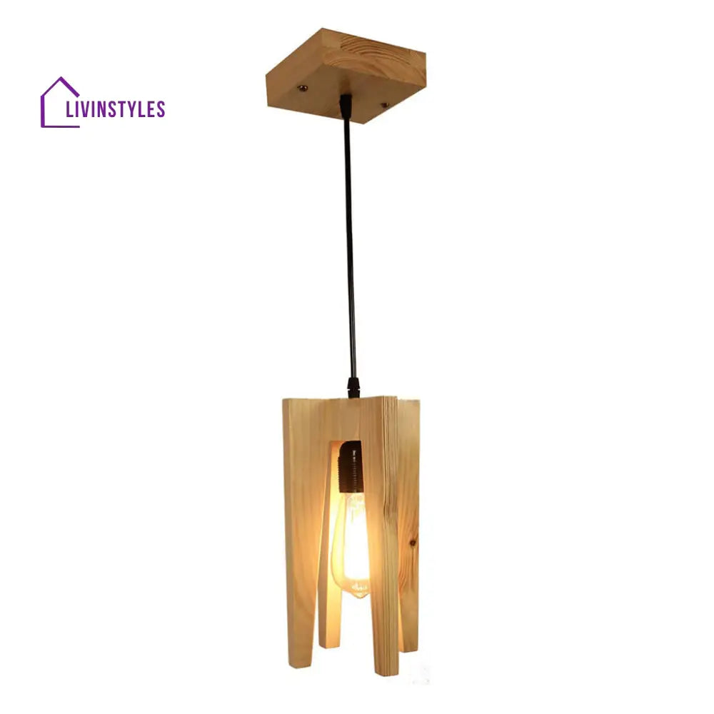 Jet Beige Wooden Single Hanging Lamp Lamps