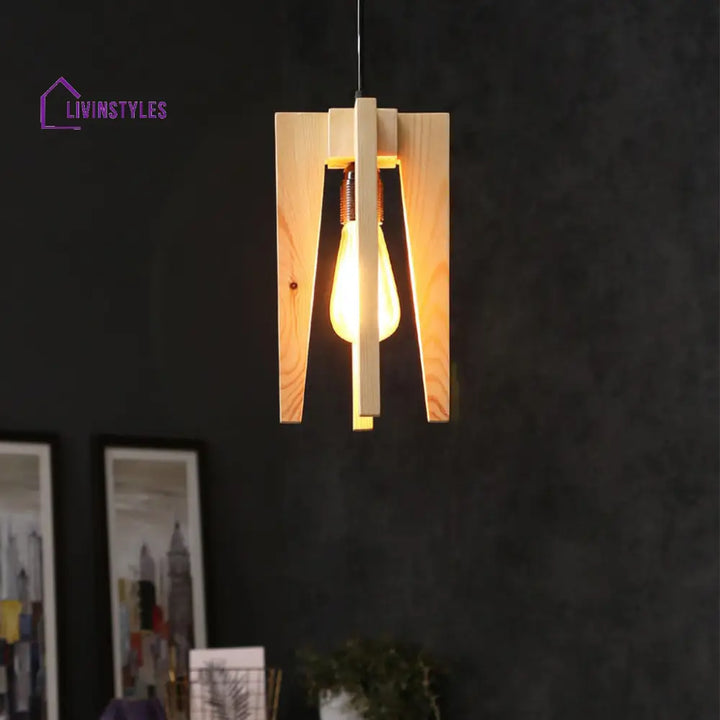 Jet Beige Wooden Single Hanging Lamp Lamps