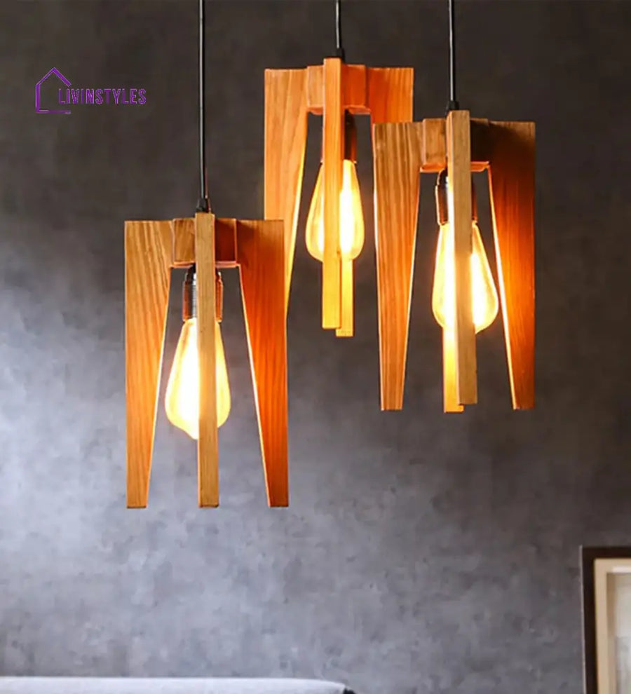 Jet Brown Wooden Cluster Hanging Lamp Lamps