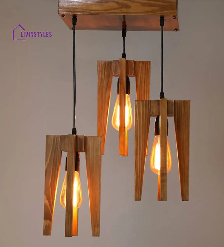 Jet Brown Wooden Cluster Hanging Lamp Lamps