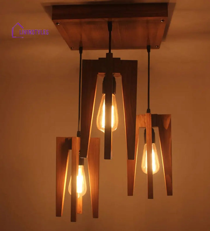 Jet Brown Wooden Cluster Hanging Lamp Lamps