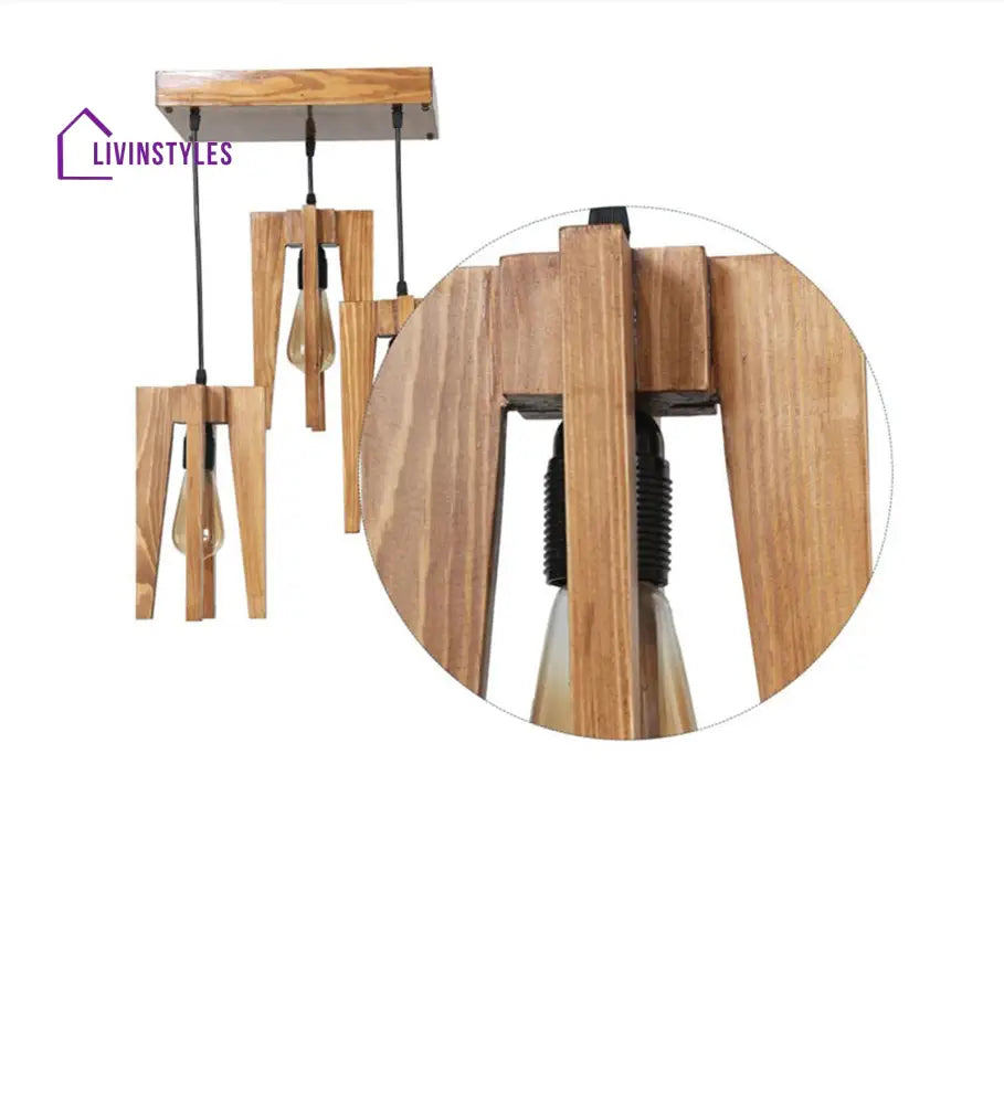 Jet Brown Wooden Cluster Hanging Lamp Lamps