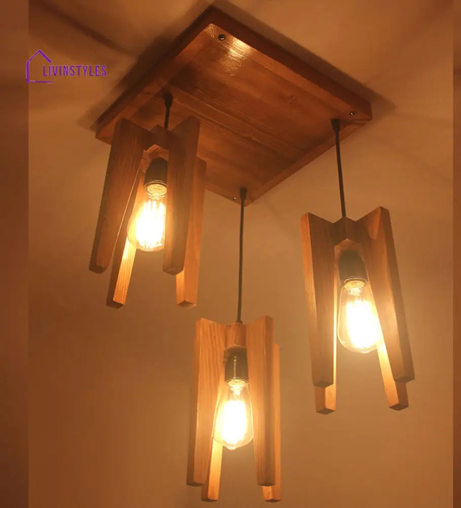 Jet Brown Wooden Cluster Hanging Lamp Lamps