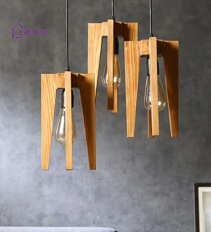 Jet Brown Wooden Cluster Hanging Lamp Lamps